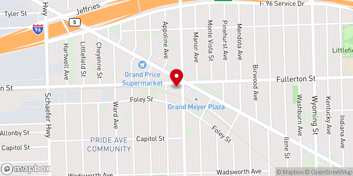 Map showing location of Prayer Chapel Church, Detroit