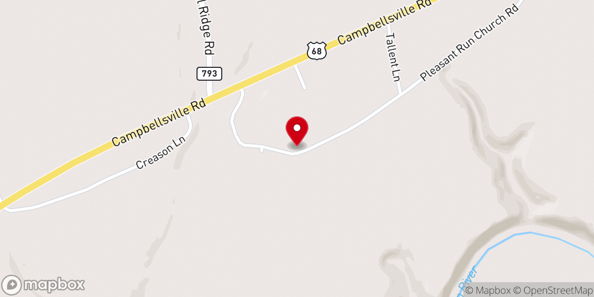 Map showing location of Pleasant Run Church