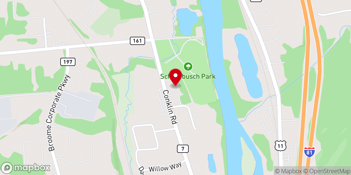Map showing location of Conklin Presbyterian Church