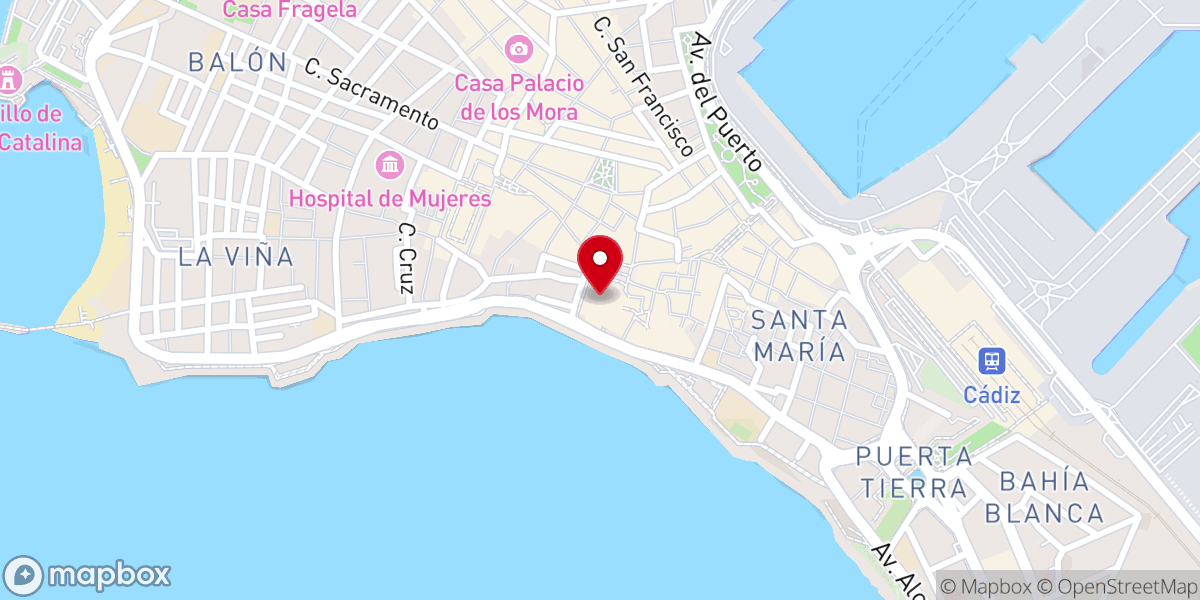 Map showing location of Catedral de Cádiz