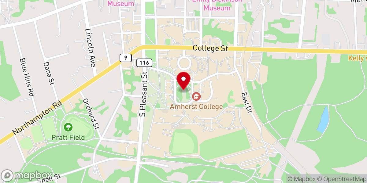Map showing location of Amherst College