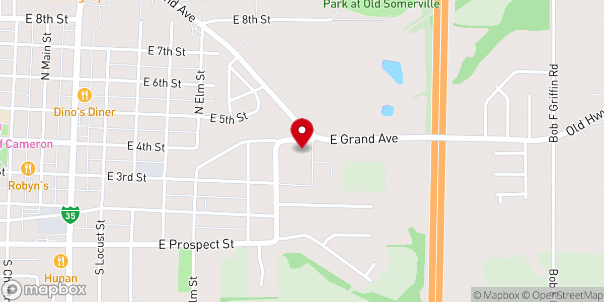 Map showing location of Cameron Harvester Church