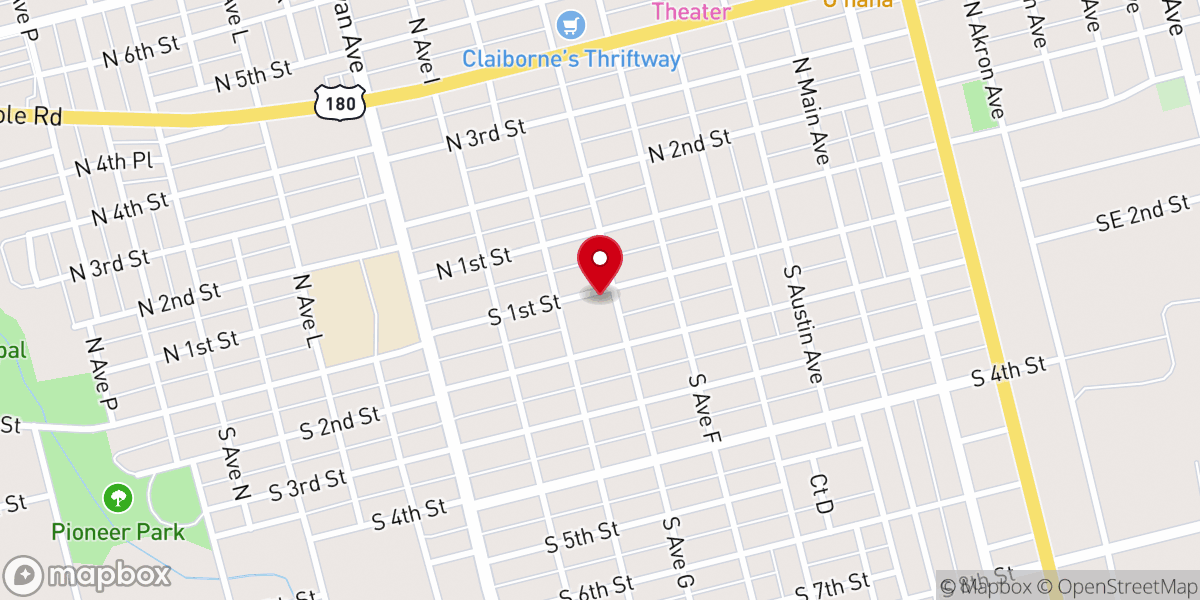 Map showing location of First Baptist Church