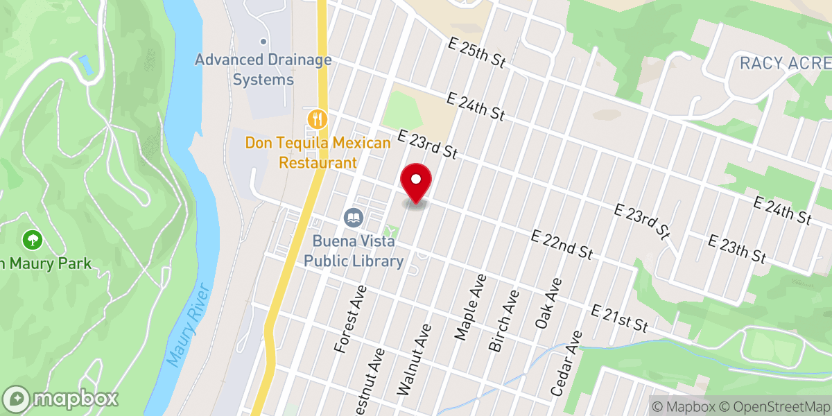 Map showing location of Buena Vista Baptist Church