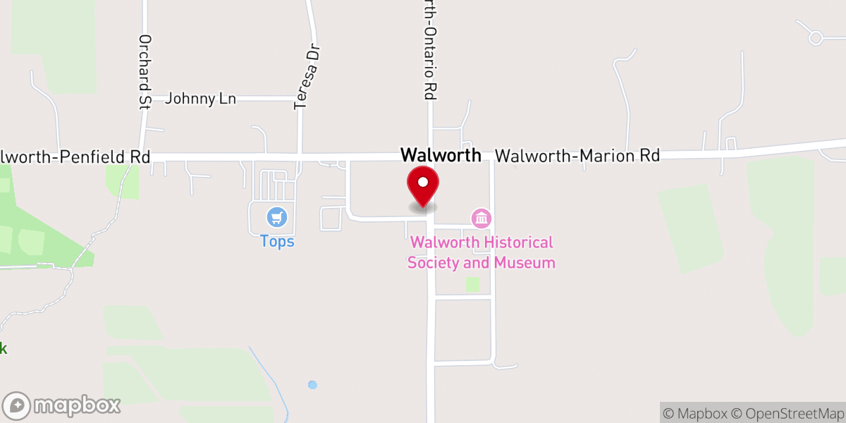 Map showing location of Walworth Second Baptist Church