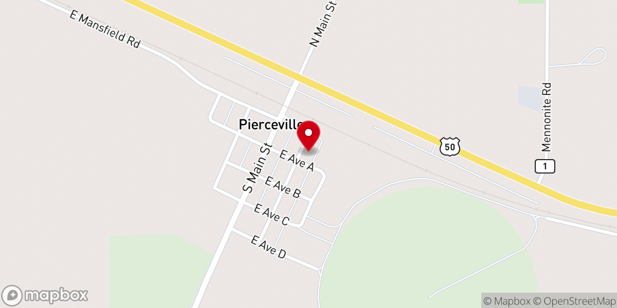 Map showing location of Pierceville Federated Church