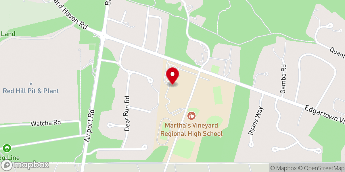 Map showing location of Martha’s Vineyard Performing Arts Center