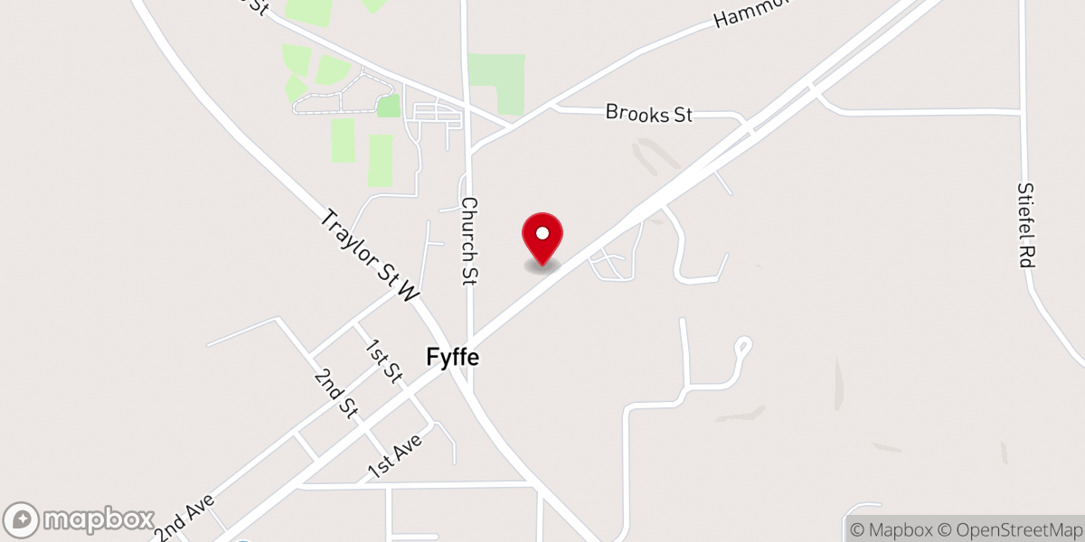 Map showing location of Fyffe Church of God