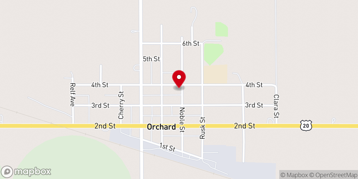 Map showing location of Orchard United Methodist Church