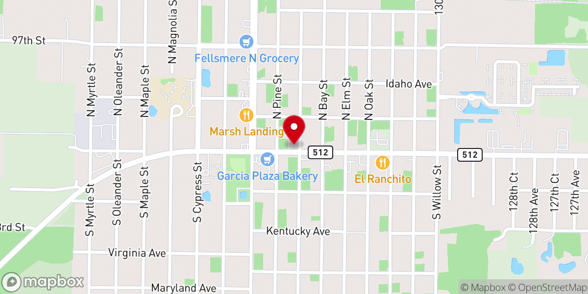 Map showing location of Fellsmere Community Bible Church