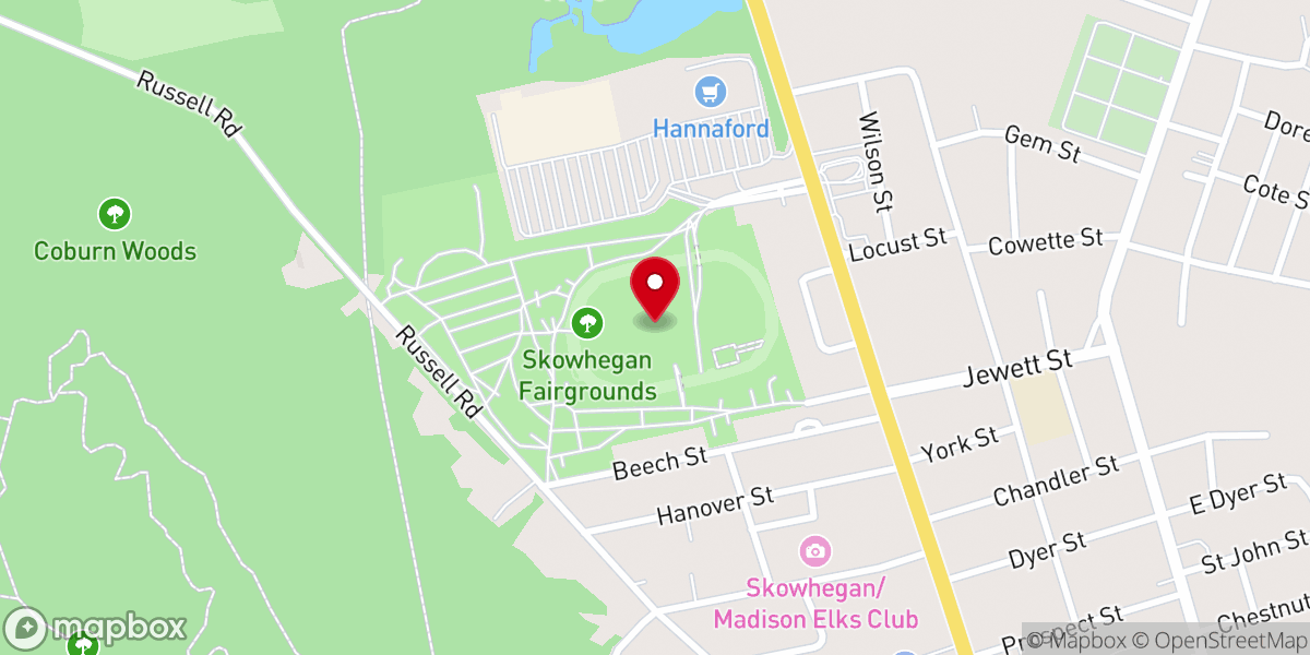 Map showing location of Skowhegan State Fairgrounds