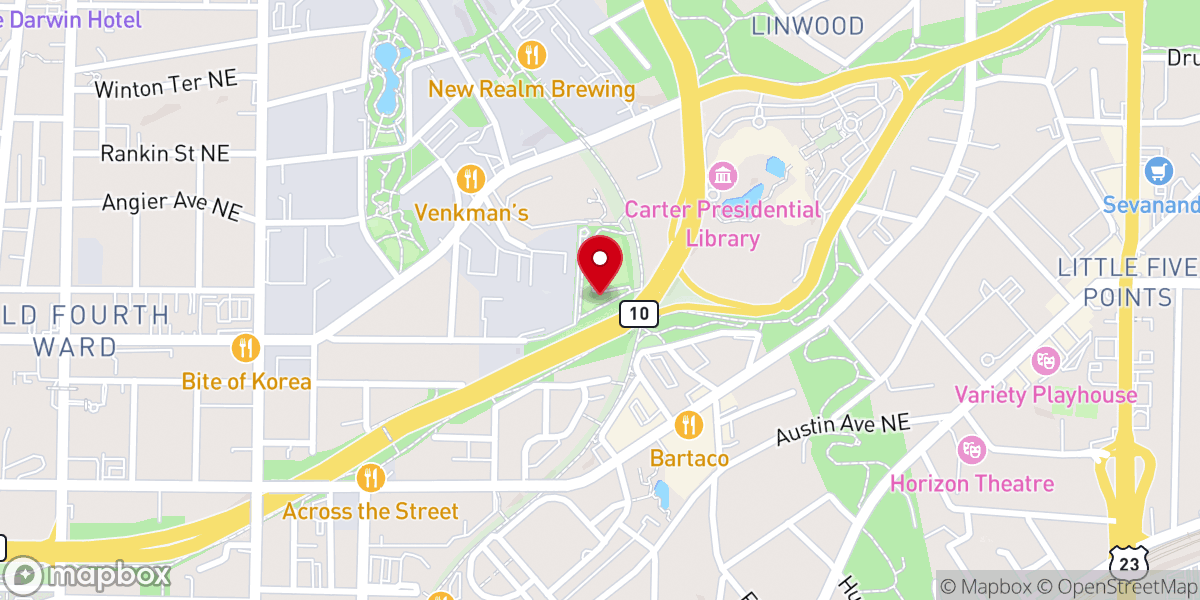 Map showing location of Historic Fourth Ward Skatepark