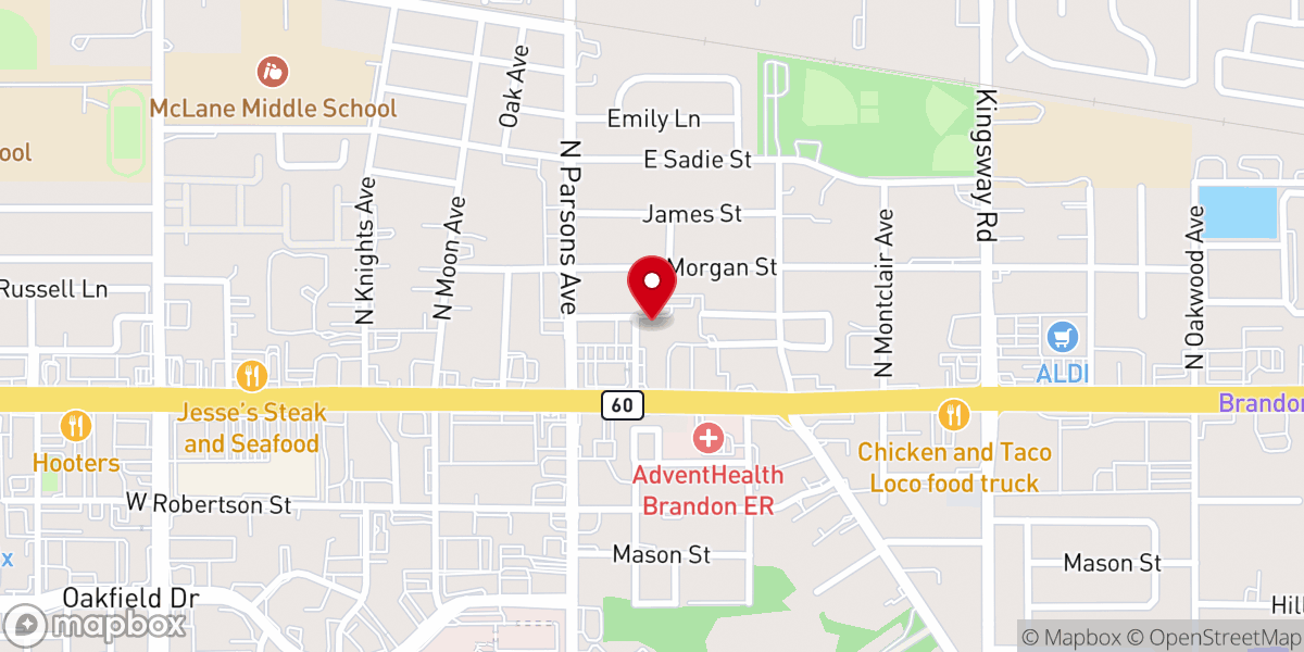 Map showing location of First Presbyterian Church of Brandon