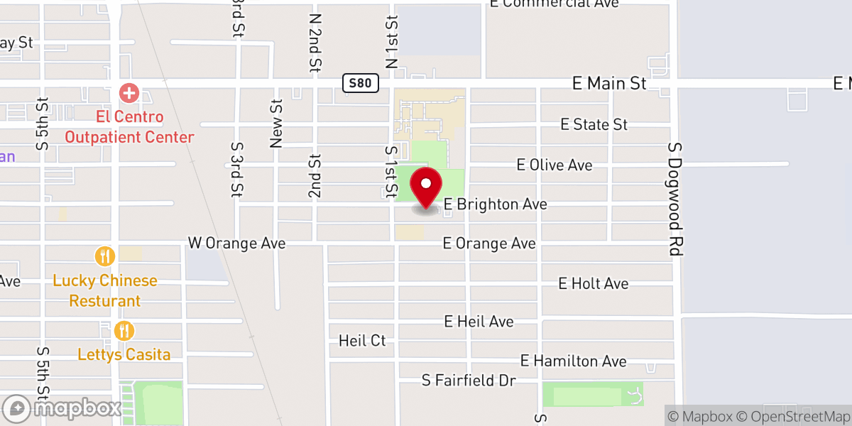 Map showing location of Our Lady of Guadalupe Catholic Church, El Centro