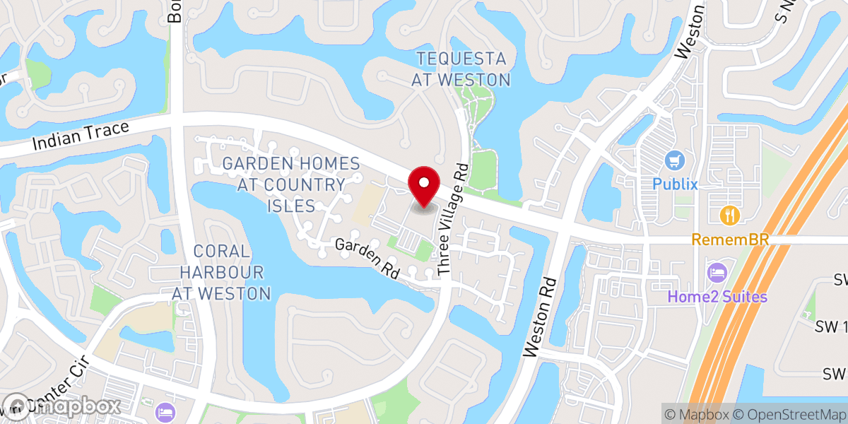 Map showing location of First Baptist Church at Weston