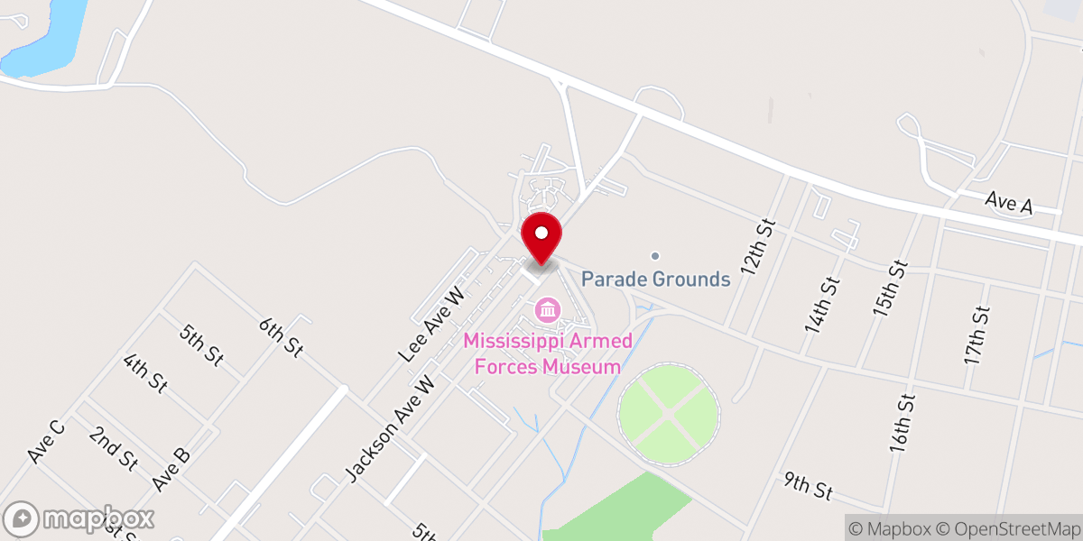 Map showing location of Camp Shelby Chapel