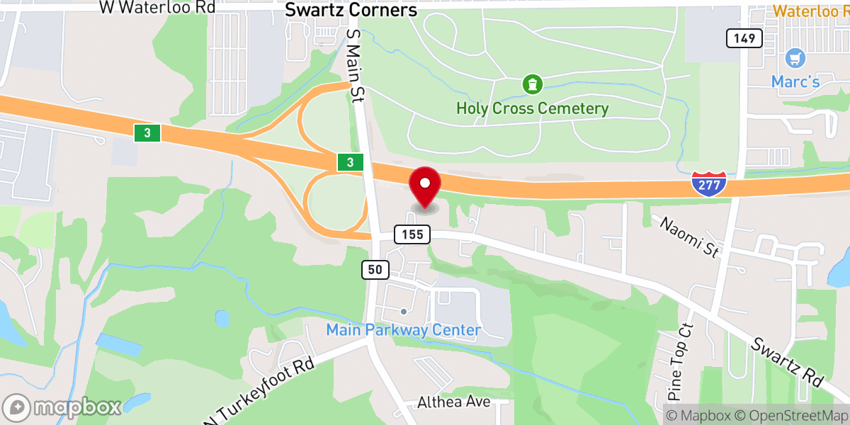 Map showing location of Akron First Wesleyan Church