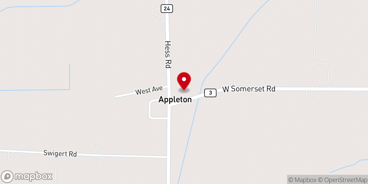 Map showing location of Appleton