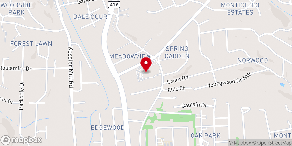 Map showing location of Lakeside Baptist Church