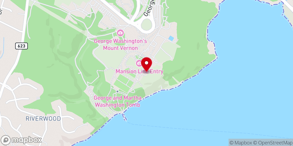 Map showing location of George Washington's Mount Vernon