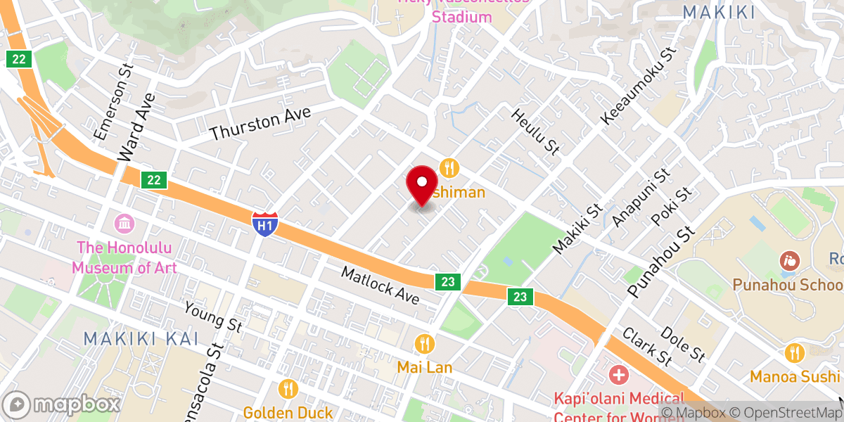 Map showing location of First Christian Church of Honolulu
