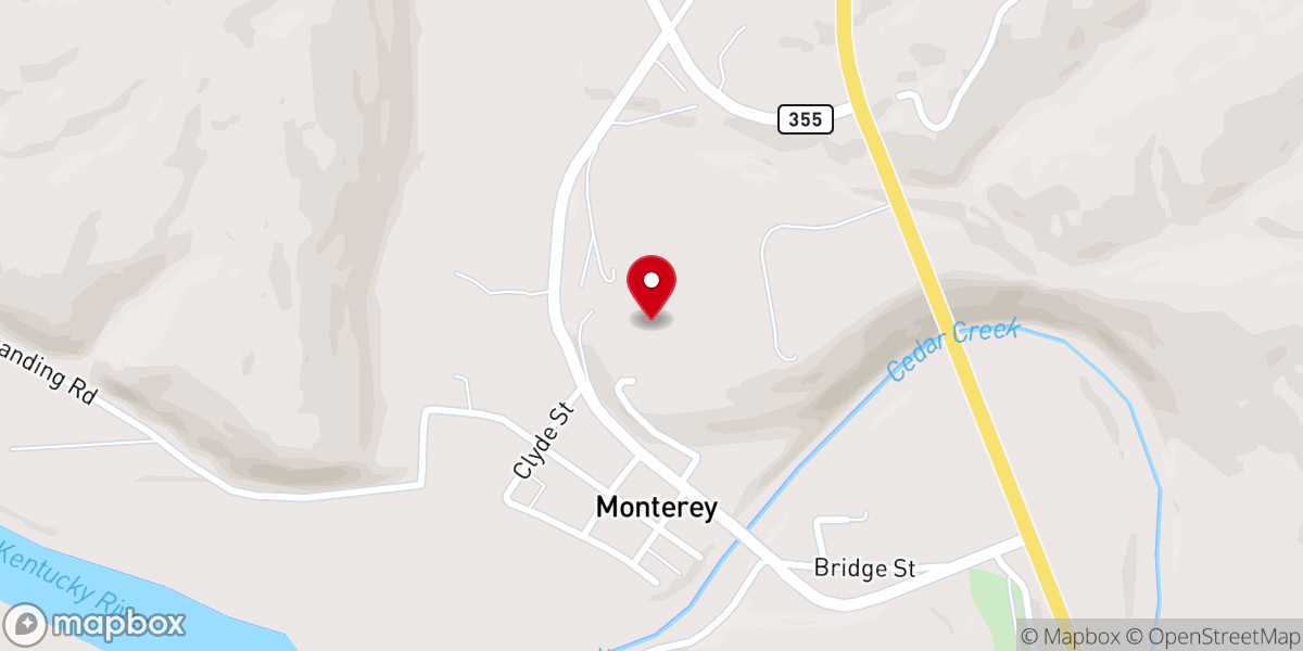 Map showing location of Monterey Baptist Church