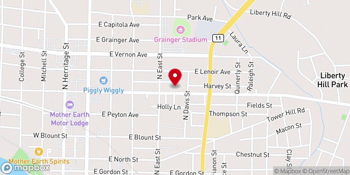 Map showing location of Alpha & Omega Church