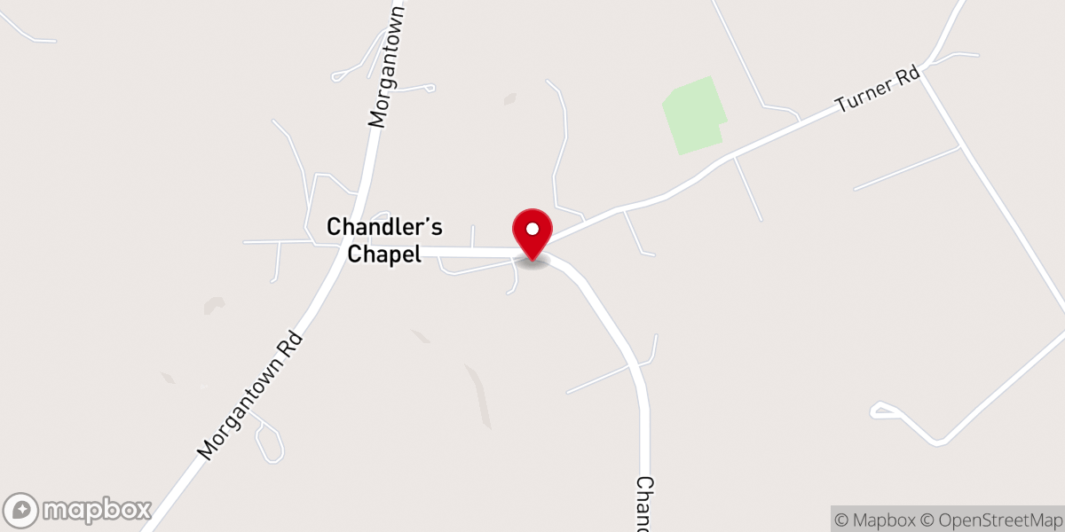 Map showing location of Chandler's Chapel Church