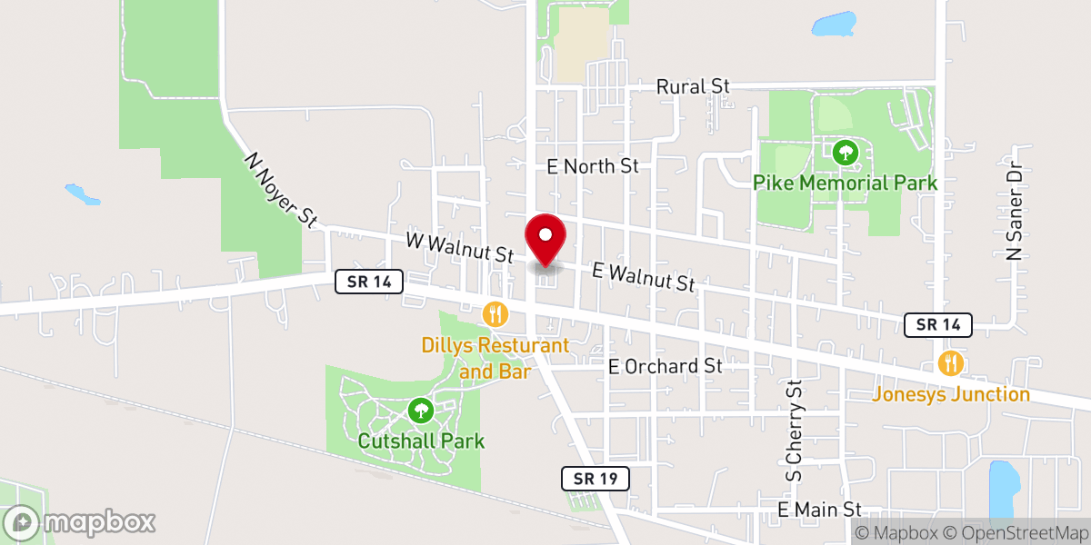 Map showing location of United We Stand Ministries of Akron IN - Food Distribution Center