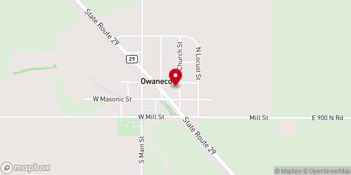 Map showing location of Owaneco United Methodist Church