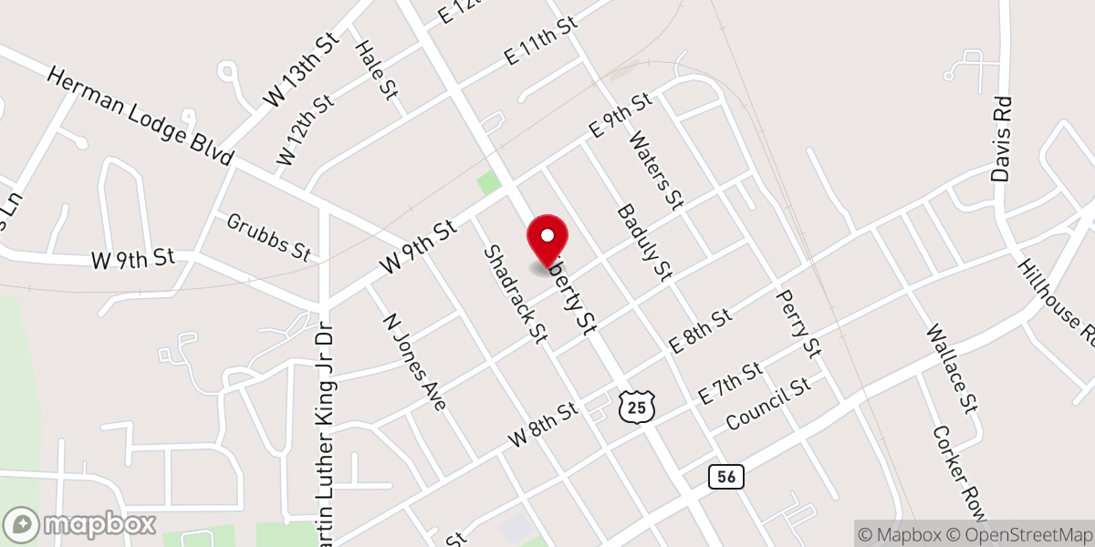 Map showing location of First Baptist Church of Waynesboro
