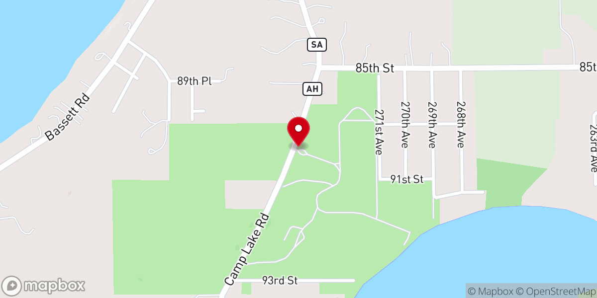 Map showing location of The Salvation Army Wonderland Camp and Conference Center