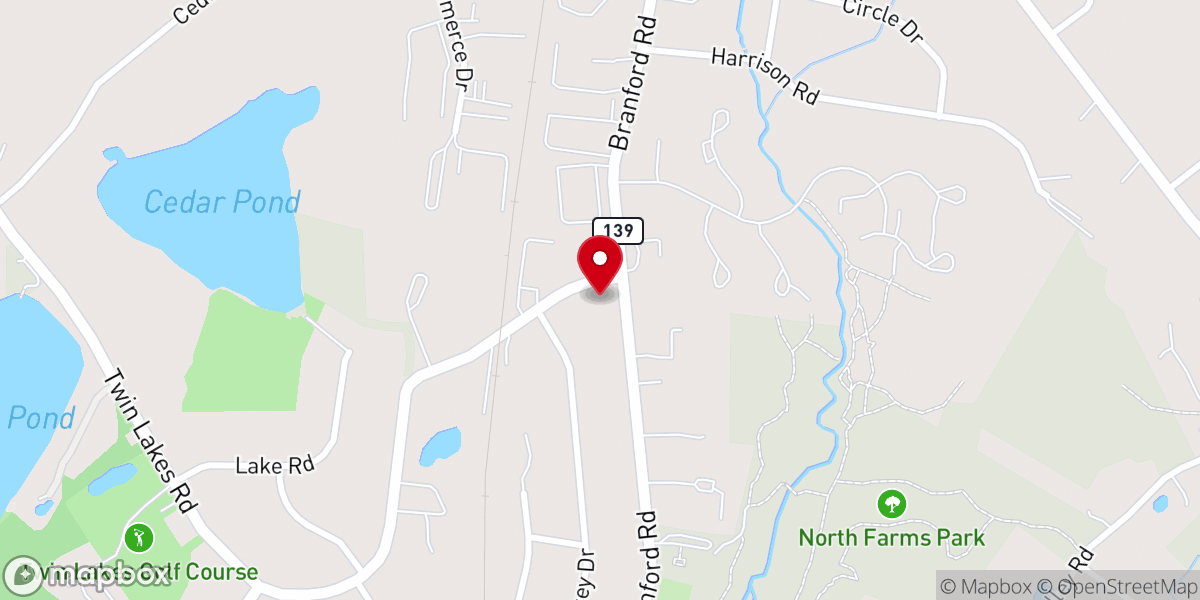 Map showing location of Branford Bible Chapel