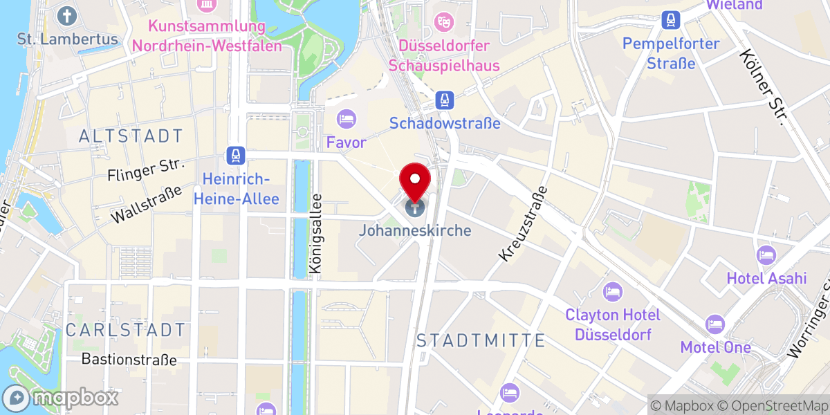 Map showing location of Evangelische Johanneskirche/Stadtkirche - Evangelischer Kirchenkreis Düsseldorf