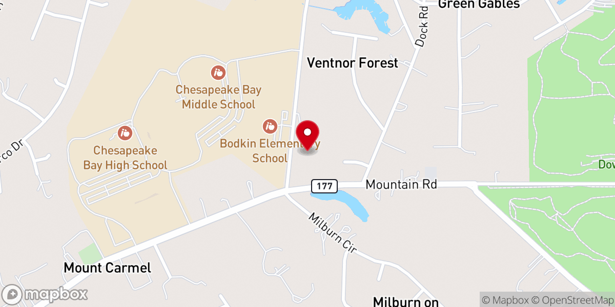 Map showing location of Chesapeake Sunday School