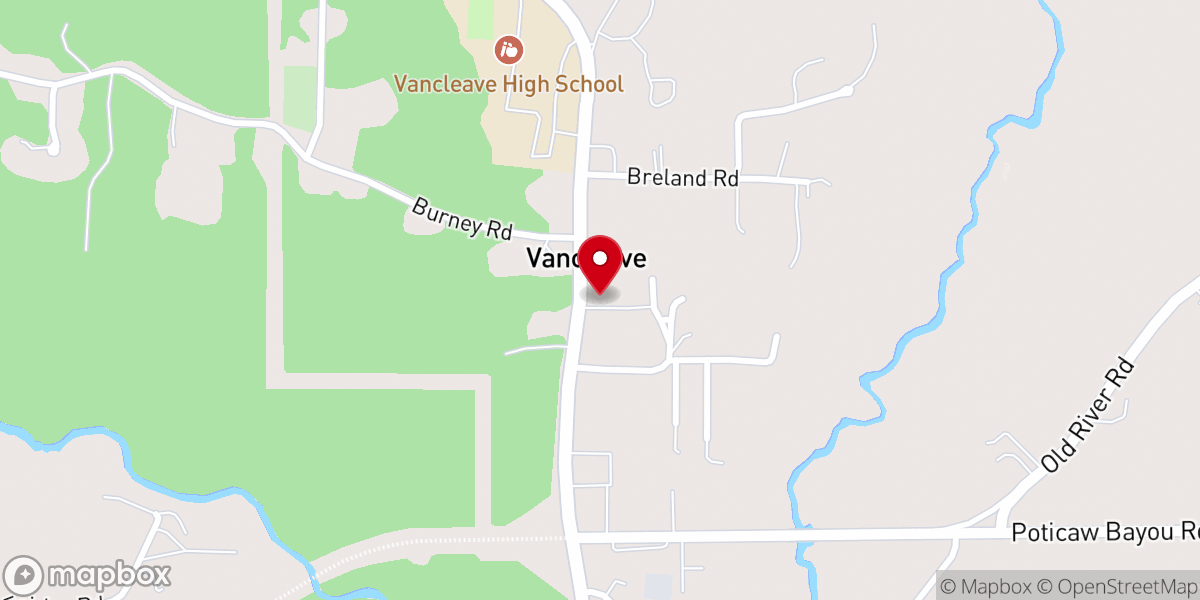 Map showing location of Vancleave United Methodist Church