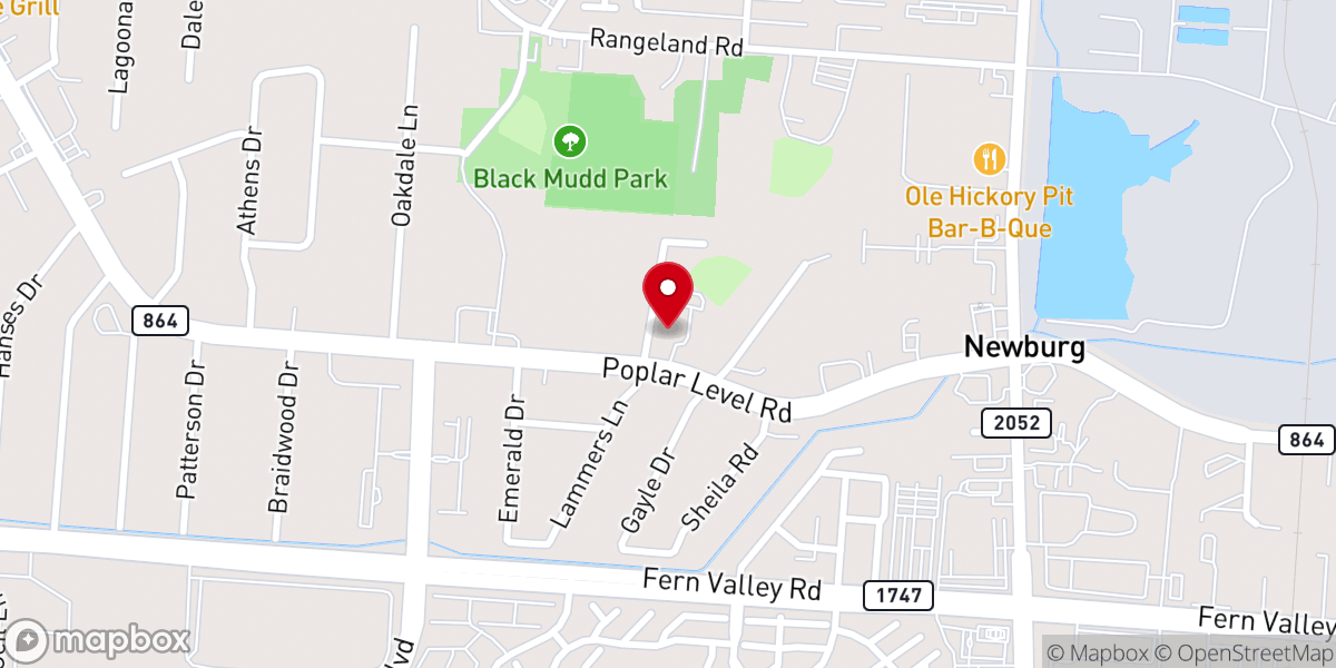 Map showing location of Green Acres Church