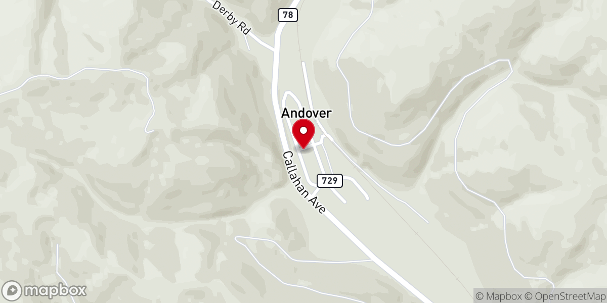 Map showing location of Andover Community Church