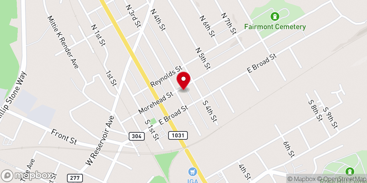 Map showing location of First Baptist Church
