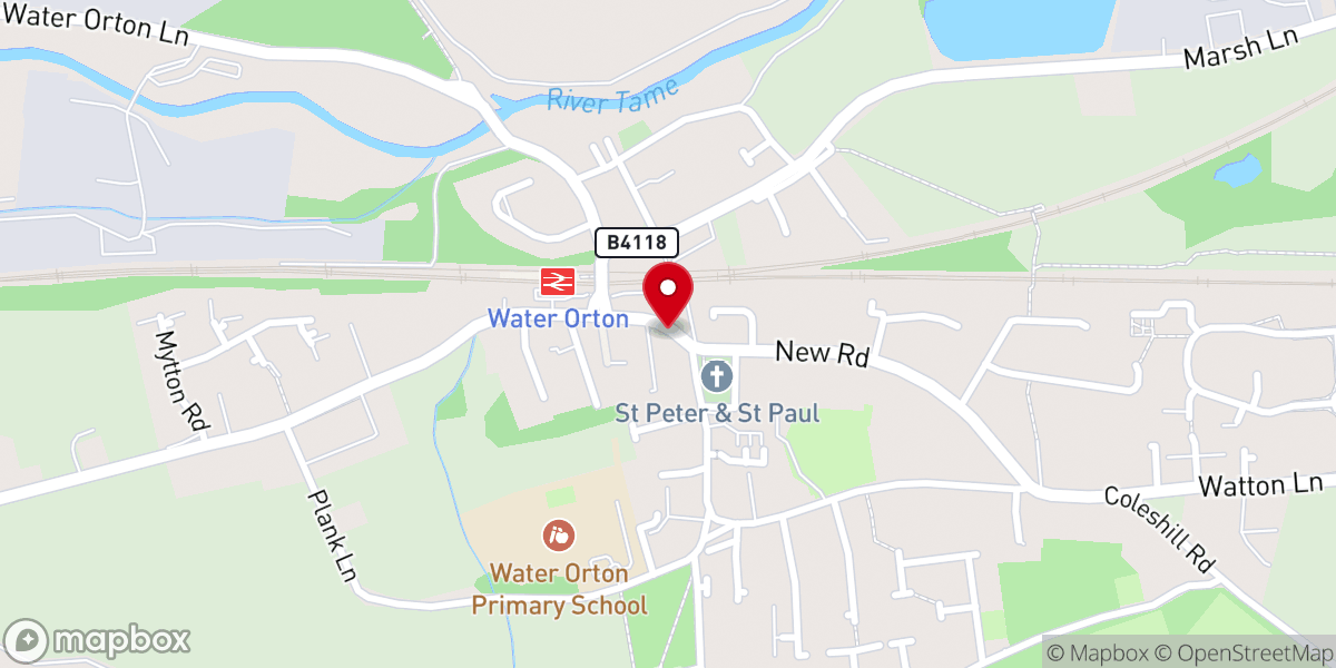 Map showing location of Water Orton Methodist Church