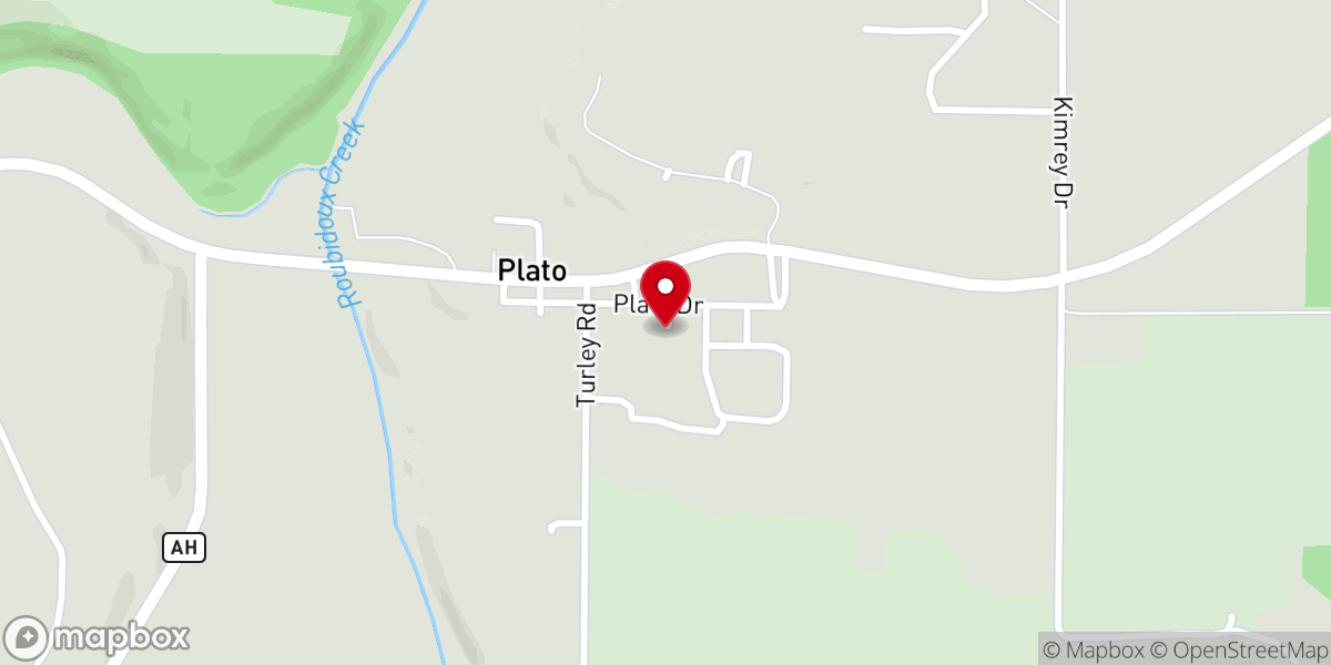 Map showing location of Plato High School