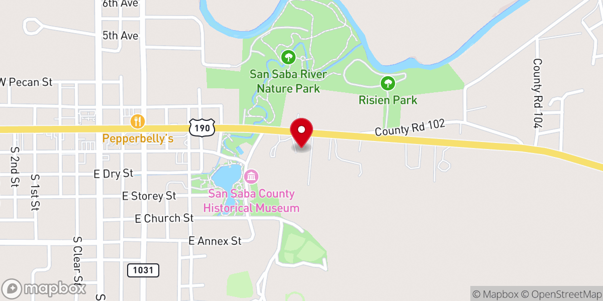 Map showing location of San Saba's First Baptist Church East Campus