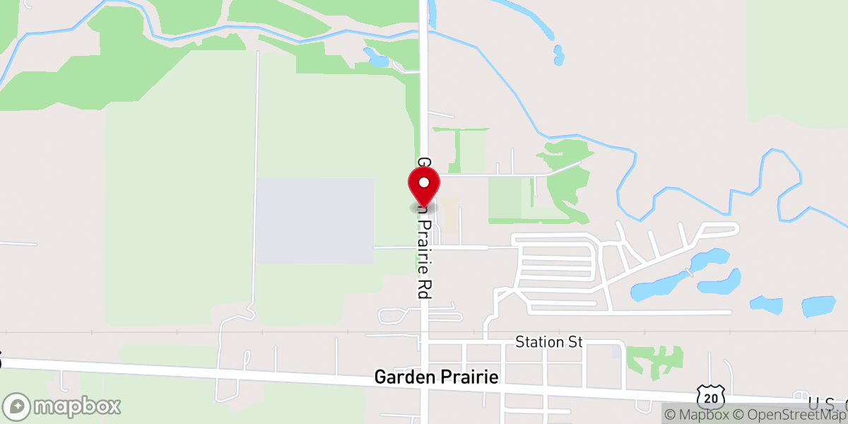 Map showing location of garden prairie church of christ