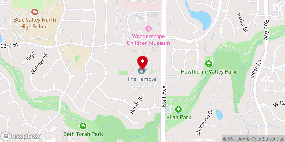 Map showing location of The Temple, Congregation B'nai Jehudah