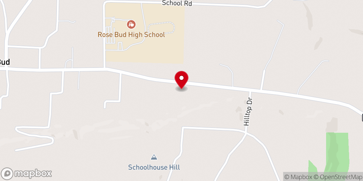 Map showing location of Rose Bud United Methodist Church