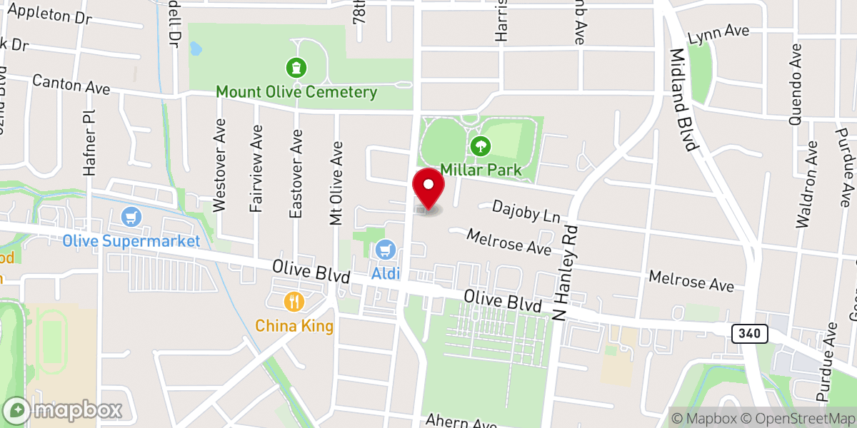 Map showing location of University City Bible Chapel