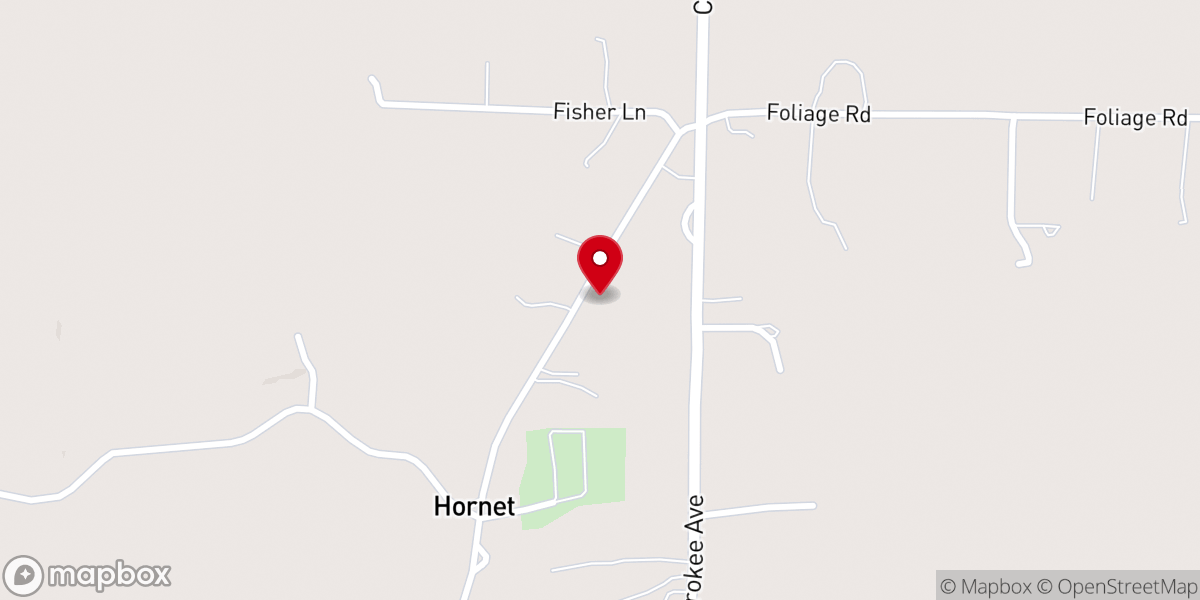 Map showing location of Hornet Christian Church