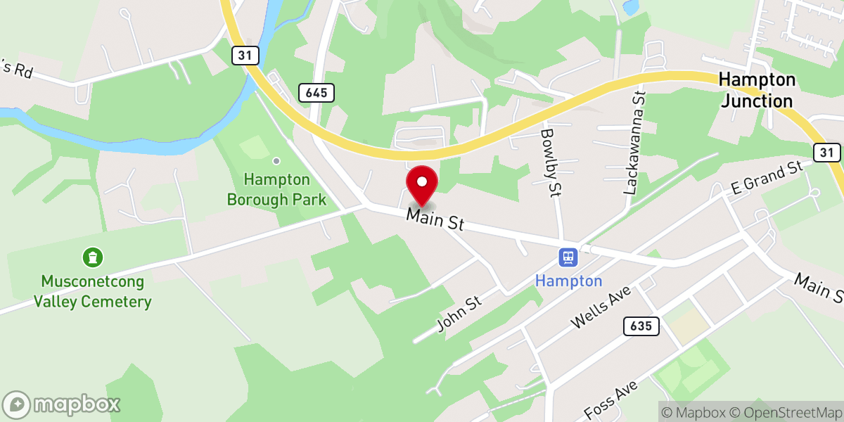 Map showing location of Musconetcong Valley Presbyterian Church