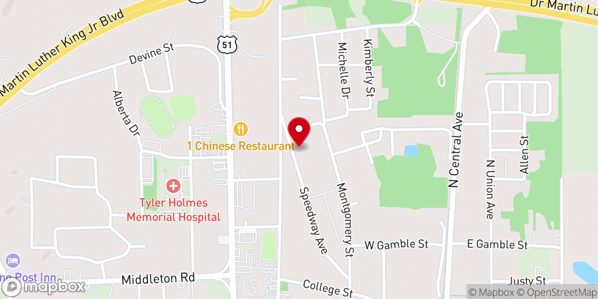 Map showing location of Salem Church