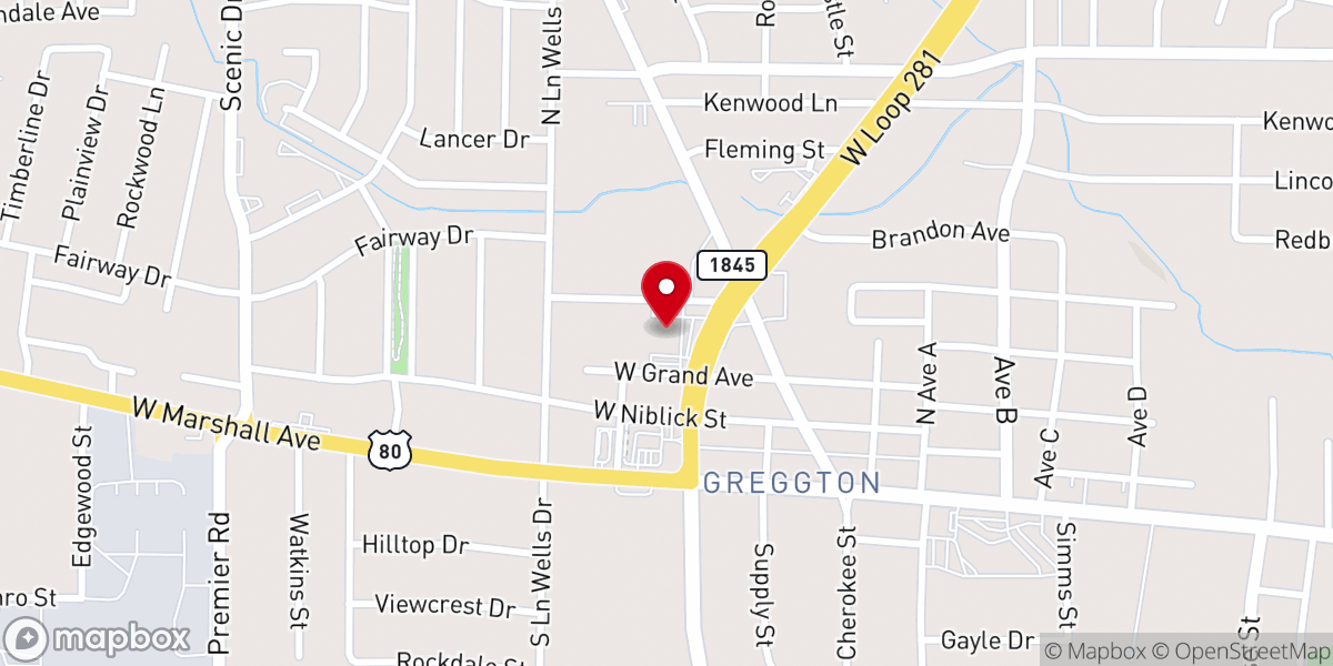 Map showing location of Gym Greggton United Methodist